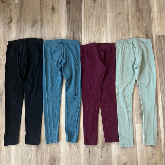 10-12 Girls 4 Pack School Clothes Bundle Leggings Pants Black Blue Maroon Mint - Picture 7 of 7